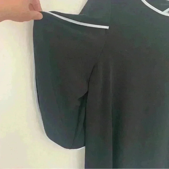 IC by Connie K Contrast Slit Sleeve Key Hole Back Blouse Flowy Stretchy Large - Picture 3 of 12